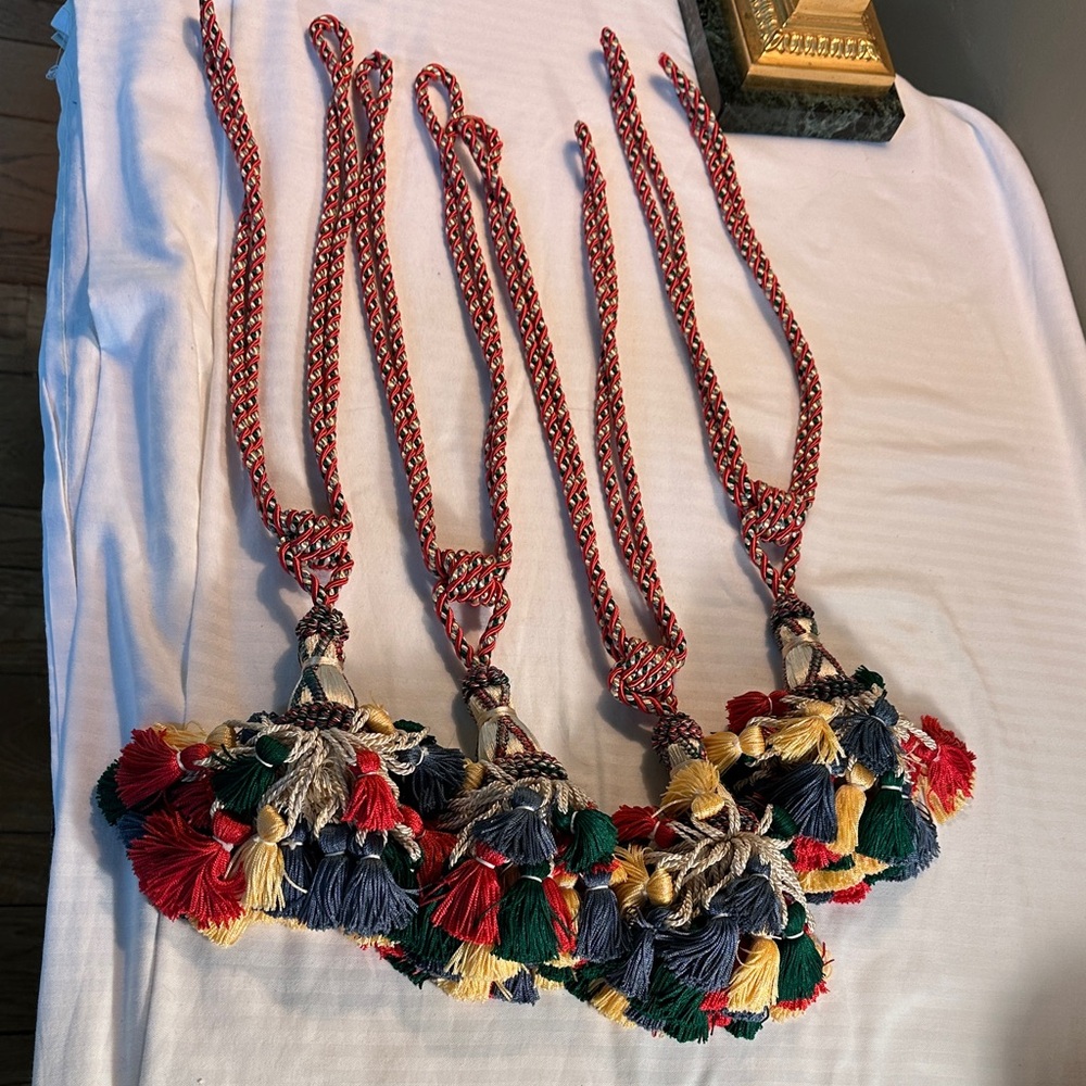 Colorful Scalamandre Tassel Tiebacks - Multicolor Curtain Ties